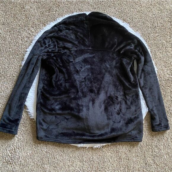 Ugg Fuzzy Open Front Cardigan Jacket Black Womens Size Small - Picture 2 of 9